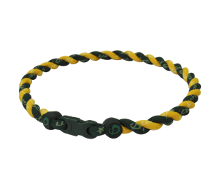 PHITEN TITANIUM TORNADO NECKLACE FOREST GREEN/GOLD